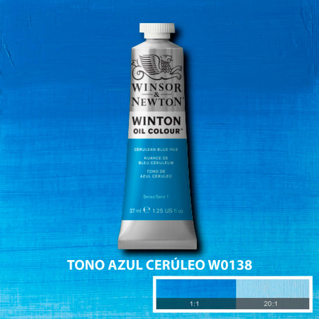  Óleo Winton Tubo 37 ml Azules y Verdes Winsor & Newton TONO AZUL CERÚLEO W0138 