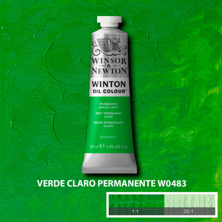  Óleo Winton Tubo 37 ml Azules y Verdes Winsor & Newton VERDE CLARO PERMANENTE W0483 