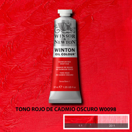 Óleo Winton Tubo 37 ml Amarillos Rojos y Malvas Winsor & Newton Tono Rojo de Cadmio Oscuro W0098