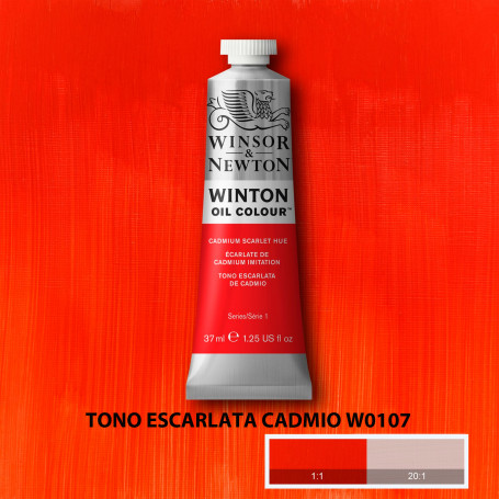 Óleo Winton Tubo 37 ml Amarillos Rojos y Malvas Winsor & Newton Tono Escarlata Cadmio W0107