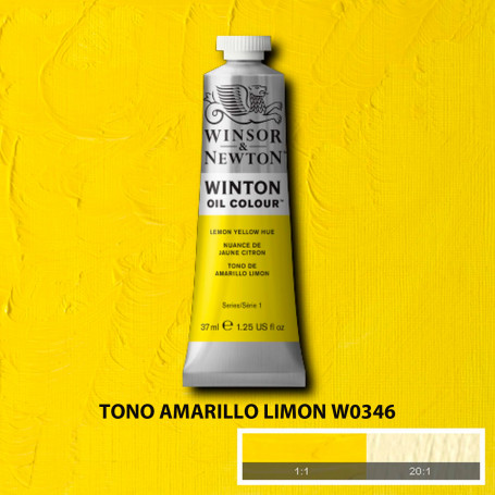 Óleo Winton Tubo 37 ml Amarillos Rojos y Malvas Winsor & Newton Tono Amarillo Limon W0346