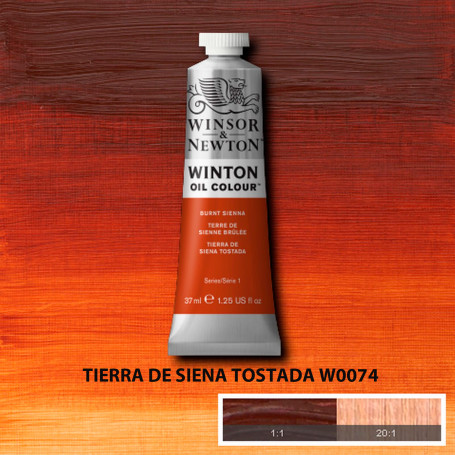 Óleo Winton Tubo 37 ml Blancos Negros y Terrosos Winsor & Newton Tierra de Siena Tostada W0074