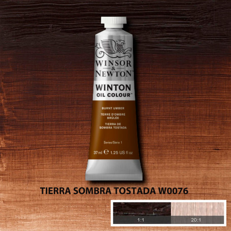 Óleo Winton Tubo 37 ml Blancos Negros y Terrosos Winsor & Newton Tierra Sombra Tostada W0076