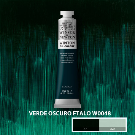 Óleo Winton Tubo 200 ml Azules y Verdes Winsor & Newton Verde Oscuro Ftalo W0048