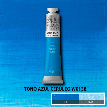 Óleo Winton Tubo 200 ml Azules y Verdes Winsor & Newton Tono Azul Cerúleo W0138