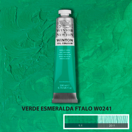 Óleo Winton Tubo 200 ml Azules y Verdes Winsor & Newton Verde Esmeralda Ftalo W0241
