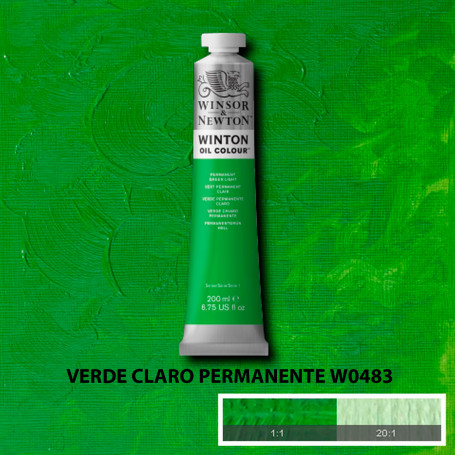 Óleo Winton Tubo 200 ml Azules y Verdes Winsor & Newton Verde Claro Permanente W0483