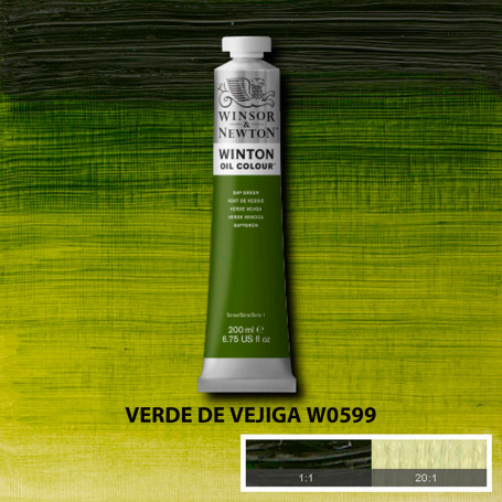 Óleo Winton Tubo 200 ml Azules y Verdes Winsor & Newton Verde de Vejiga W0599