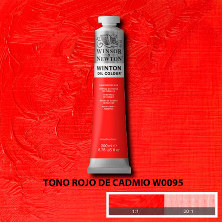Óleo Winton Tubo 200 ml Amarillos Rojos y Malvas Winsor & Newton Tono Rojo de Cadmio W0095