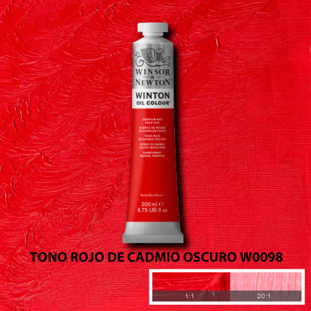Óleo Winton Tubo 200 ml Amarillos Rojos y Malvas Winsor & Newton Tono Rojo de Cadmio Oscuro W0098