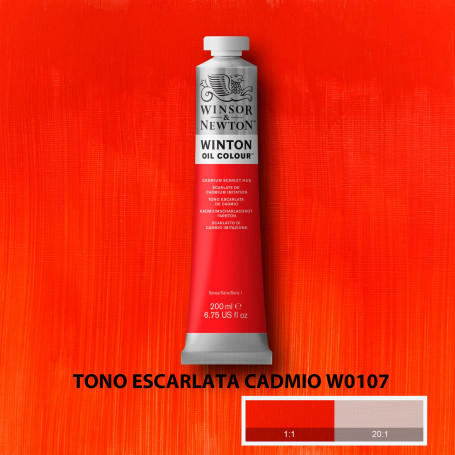 Óleo Winton Tubo 200 ml Amarillos Rojos y Malvas Winsor & Newton Tono Escarlata Cadmio W0107