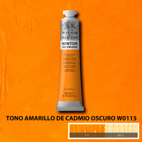Óleo Winton Tubo 200 ml Amarillos Rojos y Malvas Winsor & Newton Tono Amarillo de Cadmio Oscuro W0115