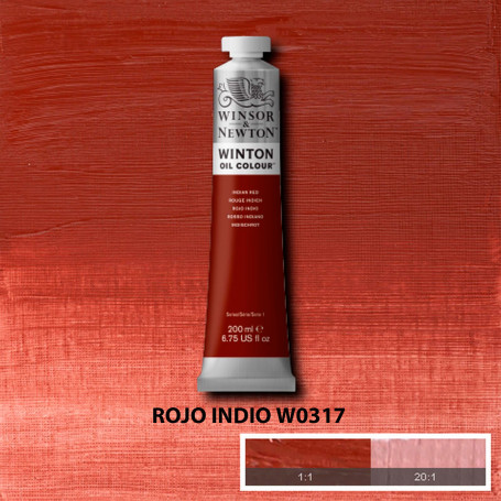 Óleo Winton Tubo 200 ml Amarillos Rojos y Malvas Winsor & Newton Rojo Indio W0317