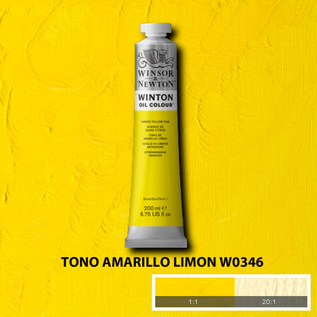 Óleo Winton Tubo 200 ml Amarillos Rojos y Malvas Winsor & Newton Tono Amarillo Limón W0346