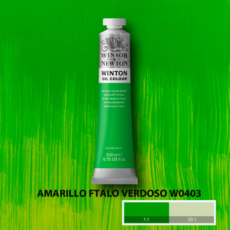 Óleo Winton Tubo 200 ml Amarillos Rojos y Malvas Winsor & Newton Amarillo Ftalo Verdoso W0403