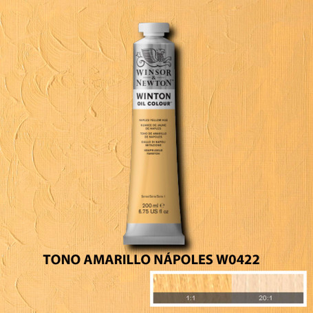 Óleo Winton Tubo 200 ml Amarillos Rojos y Malvas Winsor & Newton Tono Amarillo Nápoles W0422