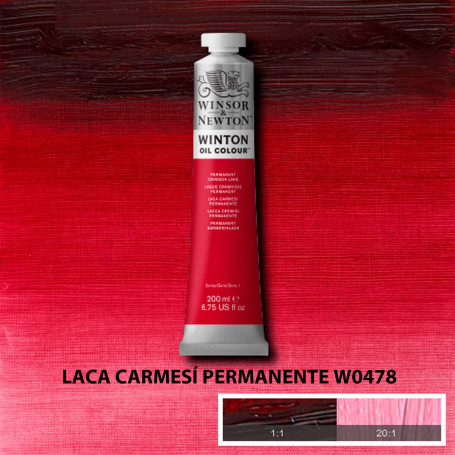 Óleo Winton Tubo 200 ml Amarillos Rojos y Malvas Winsor & Newton Laca Carmesí Permanente W0478