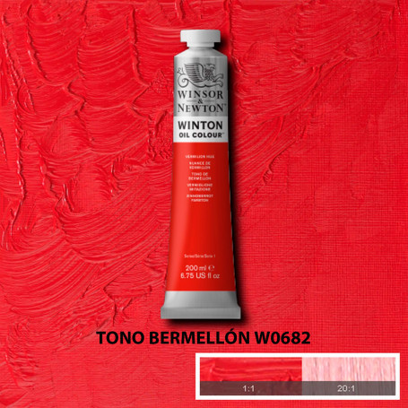 Óleo Winton Tubo 200 ml Amarillos Rojos y Malvas Winsor & Newton Tono Bermellón W0682
