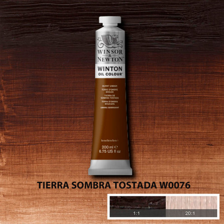 Óleo Winton Tubo 200 ml Blancos Negros y Terrosos Winsor & Newton Tierra Sombra Tostada W0076