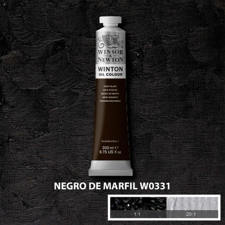 Óleo Winton Tubo 200 ml Blancos Negros y Terrosos Winsor & Newton Negro de Marfil W0331