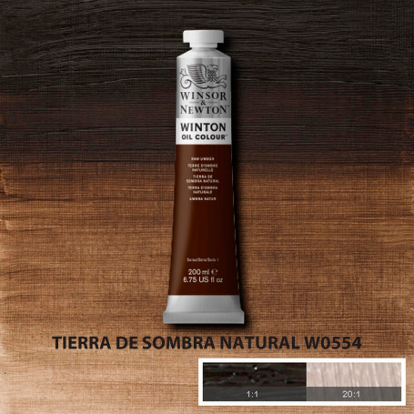 Óleo Winton Tubo 200 ml Blancos Negros y Terrosos Winsor & Newton Tierra de Sombra Natural W0554