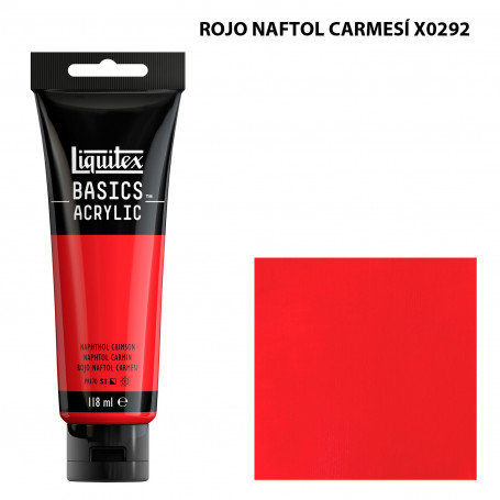 Acrílico Basics 118 ml Liquitex Gama Amarillos Rojos y Malvas 292-Rojo Naftol Carmes