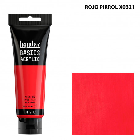 Acrílico Basics 118 ml Liquitex Gama Amarillos Rojos y Malvas 321-Rojo Pirrol