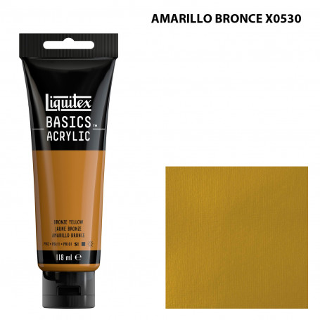 Acrílico Basics 118 ml Liquitex Gama Amarillos Rojos y Malvas 530-Amarillo Bronce