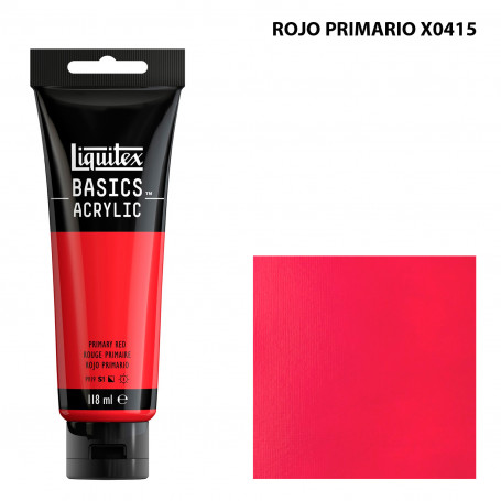 Acrílico Basics 118 ml Liquitex Gama Amarillos Rojos y Malvas 415-Rojo Primario
