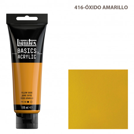 Acrílico Basics 118 ml Liquitex Gama Amarillos Rojos y Malvas 416-Óxido Amarillo