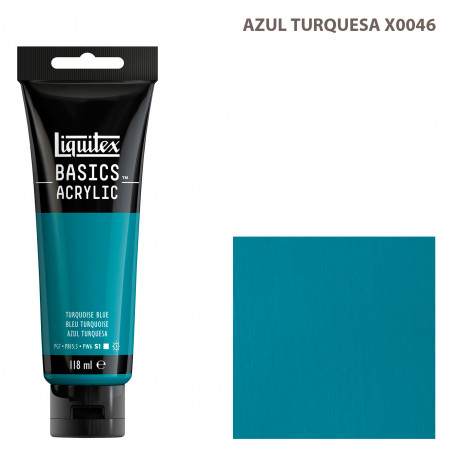 Acrílico Basics 118 ml Liquitex Gama Azules y Verdes 46-Azul Turquesa