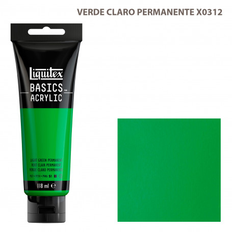 Acrílico Basics 118 ml Liquitex Gama Azules y Verdes 312-Verde Claro Permanente