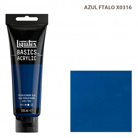 Acrílico Basics 118 ml Liquitex Gama Azules y Verdes 316-Azul Ftalo