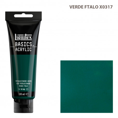Acrílico Basics 118 ml Liquitex Gama Azules y Verdes 317-Verde Ftalo