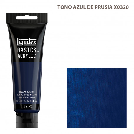 Acrílico Basics 118 ml Liquitex Gama Azules y Verdes 320-Tono Azul de Prusia