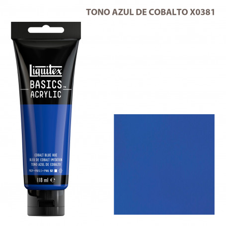 Acrílico Basics 118 ml Liquitex Gama Azules y Verdes 381-Tono Azul de Cobalto