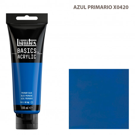 Acrílico Basics 118 ml Liquitex Gama Azules y Verdes 420-Azul Primario