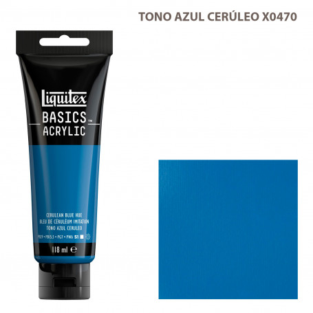 Acrílico Basics 118 ml Liquitex Gama Azules y Verdes 470-Tono Azul Cerúleo