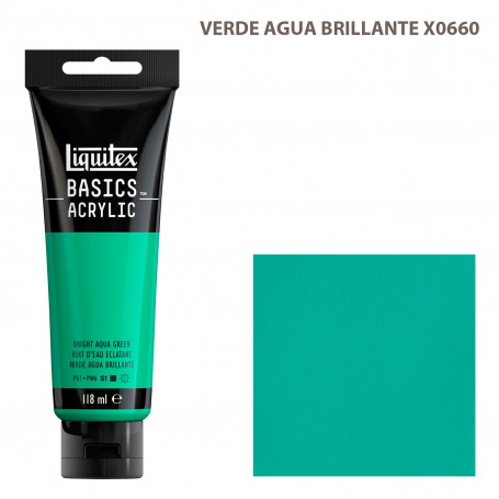 Acrílico Basics 118 ml Liquitex Gama Azules y Verdes 660-Verde Agua Brillante