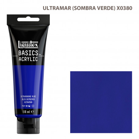 Acrílico Basics 118 ml Liquitex Gama Azules y Verdes 380-Ultramar (Sombra Verde)