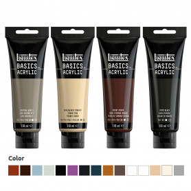Acrílico Basics 118 ml Liquitex Gama Blancos Negros y Terrosos