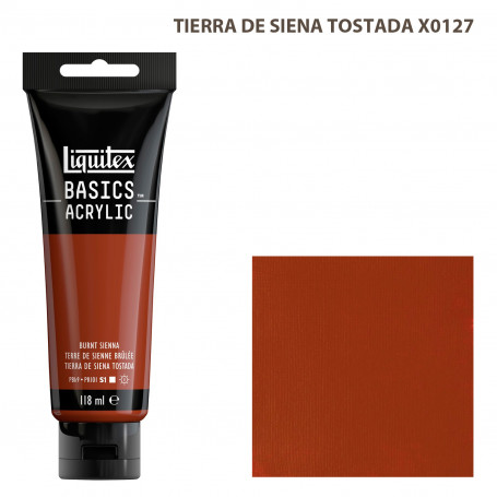 Acrílico Basics 118 ml Liquitex Gama Blancos Negros y Terrosos 127-Tierra de Siena Tostada