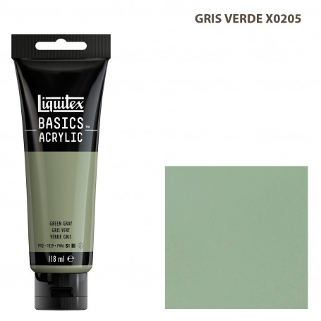 Acrílico Basics 118 ml Liquitex Gama Blancos Negros y Terrosos 205-Gris Verde