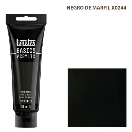Acrílico Basics 118 ml Liquitex Gama Blancos Negros y Terrosos 244-Negro de Marfil