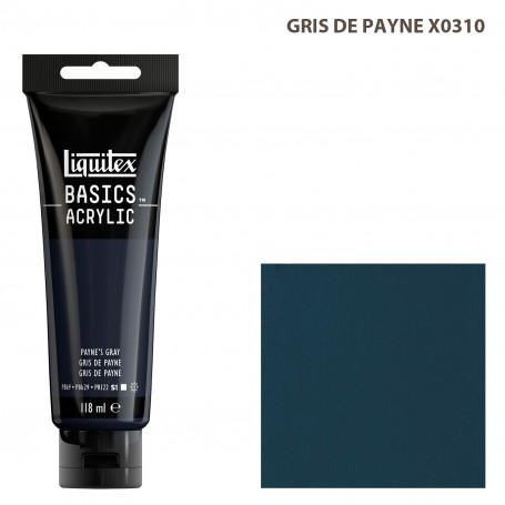 Acrílico Basics 118 ml Liquitex Gama Blancos Negros y Terrosos 310-Gris de Payne