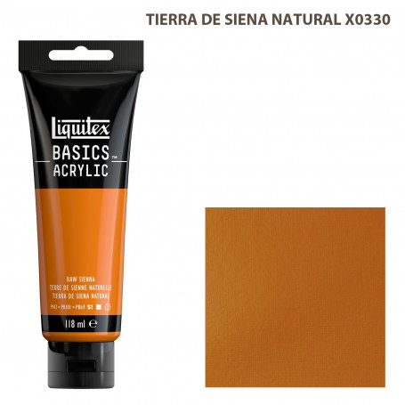 Acrílico Basics 118 ml Liquitex Gama Blancos Negros y Terrosos 330-Tierra de Siena Natural