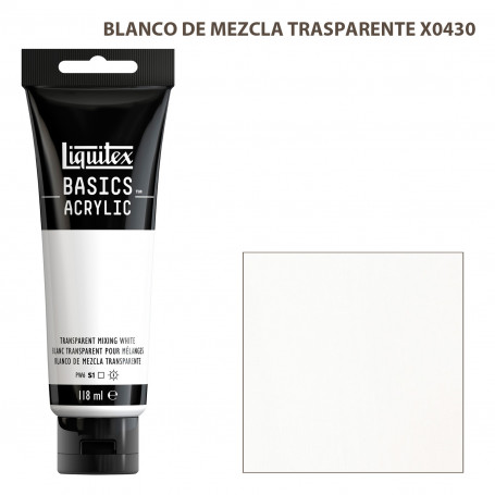 Acrílico Basics 118 ml Liquitex Gama Blancos Negros y Terrosos 430-Blanco de M,Ezcla Transparente