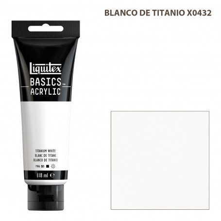 Acrílico Basics 118 ml Liquitex Gama Blancos Negros y Terrosos 432-Blanco de Titanio