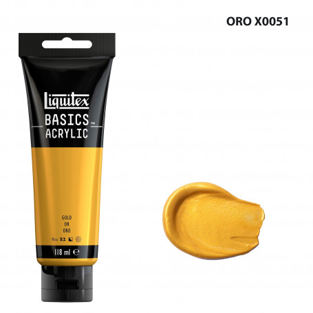 Acrílico Basics 118 ml Liquitex Tonos Metálicos e Iridiscentes 051-Oro