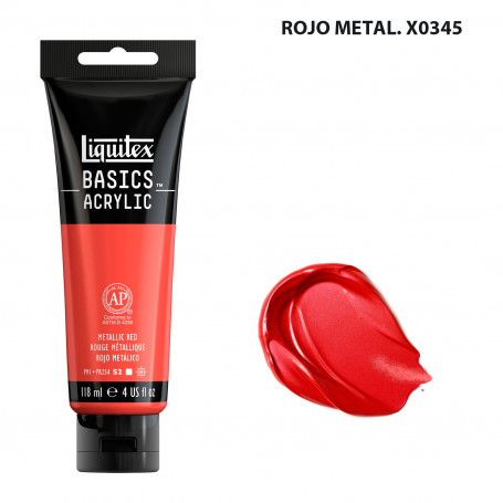 Acrílico Basics 118 ml Liquitex Tonos Metálicos e Iridiscentes 0345-Rojo Metal